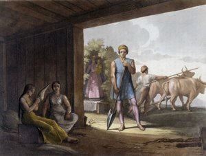 Paternalistická kolonizace jezuity s využitím know-how indiánů Tupi Guaranis v Paraguayi. od Unknown artist