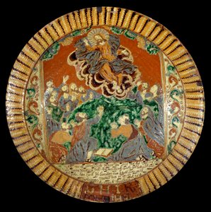 Deska z lakované země představující Nanebevstoupení Krista. 1752. Sevres, Národní muzeum keramiky od Unknown artist