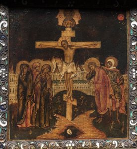 Ikona přenosného triptychu: Ukřižování od Unknown artist