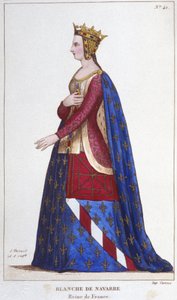 Portrét Blanche Navarrské (1224 -1283) královny Francie Nevěsta Jana I. Rouxe v roce 1236. Rytina z roku 1830 od Unknown artist