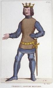 Portrét Karla V. Moudrého ve vojenském kostýmu (1338 - 1380). rytina z roku 1830 od Unknown artist