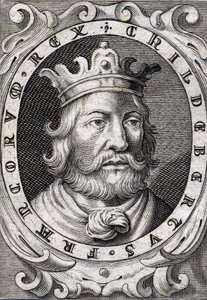Portrét Childeberta I. (v. 495-558) Král Paříže, rytina z 18. století od Unknown artist