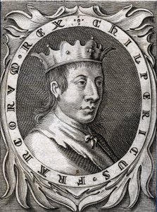 Portrét Chilperica II. (v. 670 - 721), krále Neustrije. 18. století rytina. od Unknown artist
