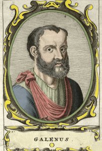 Portrét Clauda Galiena (Claudio Galeno nebo Claudius Galenus nebo Galen, v. 131 - v. 201), řeckého lékaře. 18. století rytina. od Unknown artist