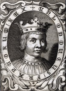 Portrét Chlodvíka III. (? - 695), krále Austrasie. 18. století rytina od Unknown artist