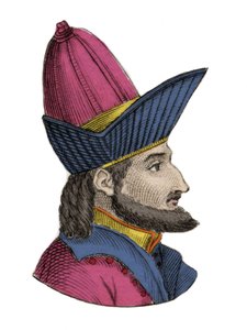 Portrét Konstantina XI. (nebo XII.) paleologa, známého jako Dragases (Constantine XI Palaiologos) (1404-1453), byzantského císaře. Rytina 19. století. od Unknown artist