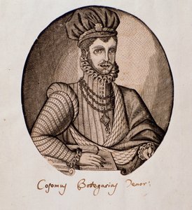 Portrét Cosima Bottegariho (1554-1620) italský loutnista a skladatel Rytina. Bologna, občanské hudební bibliografické muzeum 17. století od Unknown artist
