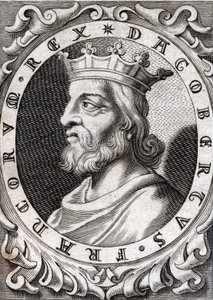 Portrét Dagoberta I. (? - 639), krále Franků, dynastie Merovejců. Rytina 18. století od Unknown artist