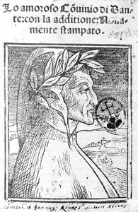 Portrét Dante Alighieri (1265 - 1321), italský básník. Frontispice "" Il Convivio "" od Unknown artist