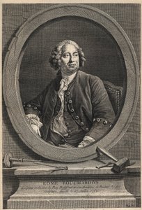 Portrét Edma Bouchardona (1698-1762) francouzský sochař a karikaturista - rytina z roku 1776 od Unknown artist