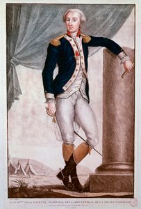 Portrét Gilberta du Motiera, markýze de Lafayette (rytina od Unknown artist