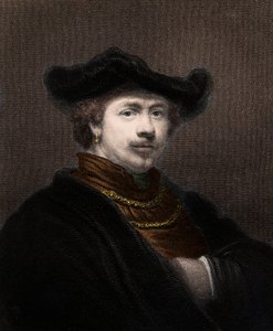Portrét Harmenszoon van Rijn Rembrandt (1606-1669), holandský malíř - Harmenszoon Van Rijn Rembrandt 1606-1669 - rytina - 19. stol. od Unknown artist