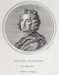 Portrét italského barokního skladatele a violoncellisty Giovanniho Battisty Bononciniho (1670-1747) Rytina. 18. století. Bologna, občanské bibliografické muzeum od Unknown artist