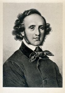 Portrét Jakoba Ludwiga Felixe Mendelssohna Bartholdyho (1809-1847), německého dirigenta a skladatele. Litografie z 19. století Biblioteca del Conservatorio Giuseppe Verdi, Milán ©Luisa Ricciarini/Leemage od Unknown artist