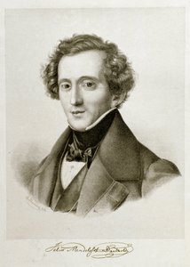 Portrét Jakoba Ludwiga Felixe Mendelssohna Bartholdyho (1809-1847), německého dirigenta a skladatele. Litografie 19. století Civico Museo Bibliografico Musicale, Bologna © Luisa Ricciarini / Leemage od Unknown artist