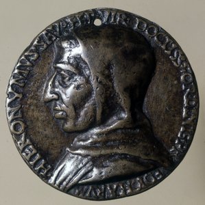 Portrét Jerome Savonarola nebo Girolamo Savonarola (1452 - 1498), italský kazatel. Ve Florencii zavedl teokratický režim. Medailonek doby. od Unknown artist