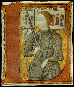 Portrét Johanky z Arku (1412-1431). Miniatura z „Poesies“ od Charlese d