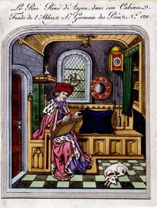 Portrét krále Reného z Anjou (1409-1480)““ nazývá ve svém kabinetu také René I. Neapolský nebo René Sicílský – rytina podle miniatury od Unknown artist