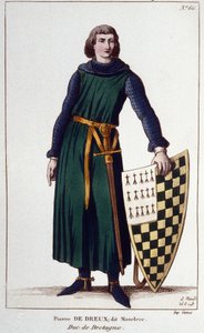Portrét Pierra de Dreux, dit Mauclerc, vévoda z roku 1213. Rytina z roku 1830. od Unknown artist