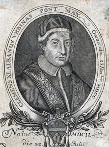 Portrét papeže Klementa XI. (Gianfrancesco Albani) (1649 - 1721), 241. papež. 18. století rytina od Unknown artist