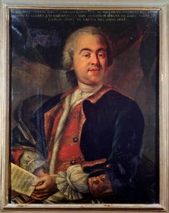 Portrét Riccarda Broschiho, italského skladatele (malba od Unknown artist