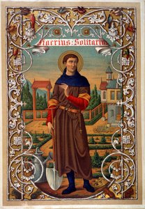 Portrét Saint Fiacre (zahradník, poustevna u Meaux), kniha č. 19. století. od Unknown artist
