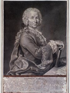 Portrét švédského skladatele a houslisty Johana Joachima Agrella (Graving od Unknown artist