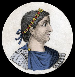 Portrét Theodosia I. (Flavius Theodosius) (347-395), římského císaře, rytina z 19. století. od Unknown artist