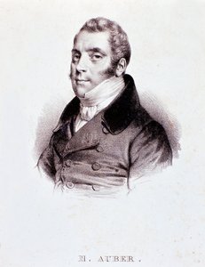 Portrét anglického skladatele Daniela Francoise Esprita Aubera (1782-1871) Rytina. 19. století. Milán, biblioteca del conservatorio od Unknown artist