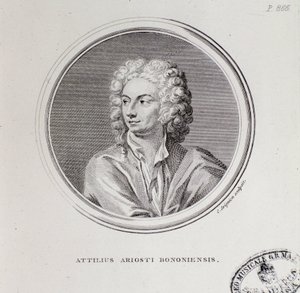 Portrét italského skladatele Attiliuse Ariosta (rytina od Unknown artist
