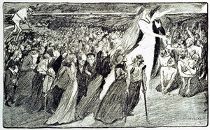 Procesí během pouti v Lurdech, alegorie Theophila Alexandra Steinlena (1859 - 1923) ilustrující „Lourdes“ od Emila Zoly (1840-1902) převzaté z „Gil Blas illustrious““ od Unknown artist