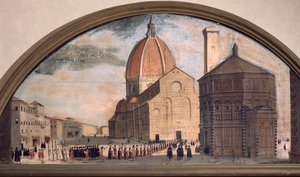 Procesí na náměstí katedrály Santa Maria del Fiore, Florencie (malba, kolem roku 1650) od Unknown artist