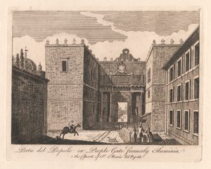 Prota del Popolo neboli Lidová brána dříve Flaminia: 1. Kostel St. Maria del Popolo od Unknown artist