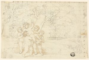 Putti nesoucí mladého Bacchuse od Unknown artist