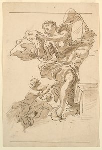 Putti a okřídlená postava od Unknown artist