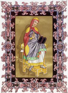 Radegonde (asi 520 - 587), královna Francie, manželka Clotaire (Clothaire) I. Chromolitografie 19. století založená na iluminaci. od Unknown artist