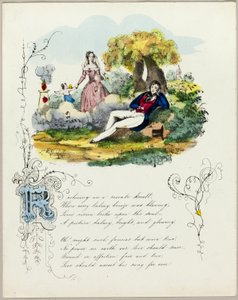 Ležící na růžovém pahorku (valentýnka) od Unknown artist