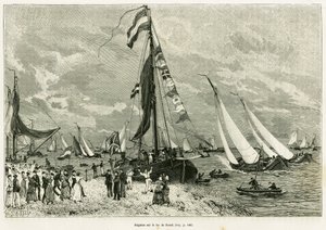 Regates na jezeře Sneek (Nizozemsko). Rytina k ilustraci příběhu La Frise, založený na vztahu holandských novin, v le tour du monde 1886, režie Edouard Charton (1807-1890), Hachette, Paříž. od Unknown artist