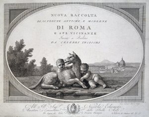 Remus a Romulus (romolo remo lupa) a vlk - ve „“ Sbírce pohledů na Řím““ od Unknown artist