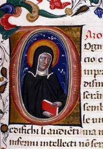 Zastoupení svaté Claire (Chiary) z Assisi (asi 1192-1253), zakladatelky řeholního řádu klarisek. Miniatura z rukopisu z 15. století. od Unknown artist