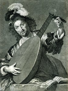 Znázornění hráče na loutnu ladícího svůj nástroj. od Unknown artist