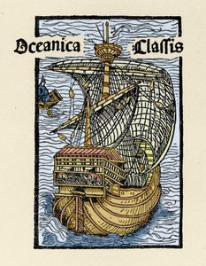 Znázornění karavely Santa Maria od Kryštofa Kolumba (1451-1506). Rytina z „De insulis in mare Indico super inventis“, Bale 1493-1494 (latinský překlad Kolumbovy zprávy španělskému králi). od Unknown artist