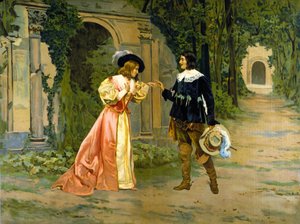 Znázornění výměny prstenu mezi Edgarem a Lucií v 1. dějství opery „“ Lucie de Lammermoor“ (Lucia di Lammermoor) od Gaetana Donizettiho. od Unknown artist