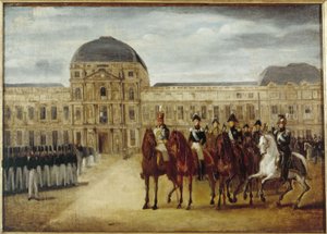 Prohlídka před zámkem Tuilerie, kolem roku 1820. Současný 1. obvod, mezi lety 1815 a 1825 (olej na plátně) od Unknown artist