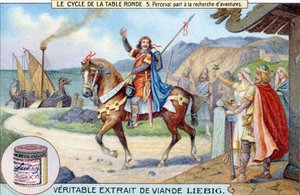 Cyklus kulatého stolu (5): Perceval jde hledat dobrodružství, Liebig Chromolithography, sd. 19. století od Unknown artist