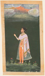 Královská žena držící květinu od Unknown artist