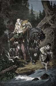 Rudolf Habsburský a kněz - Rodolf I. ze Svaté říše (Rodolf IV. Habsburský od Unknown artist