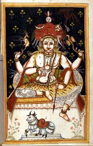 Rutrim, hinduistické božstvo Stránka z rukopisu (ms.8300) „“Historie Mogolu““ (Moghul nebo Moghol) od Stefana Nivibuse Cardeiry. 18. století. Bibloteca marciana, Benátky od Unknown artist