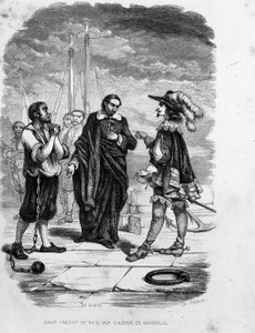 Svatý Vincent de Paul při přímluvě ve prospěch odsouzeného u důstojníka v galères de Marseille - v „“ Les Bagnes: histoire, types, mores, mystère“ od Maurice Alhoye, ed. Gustave Havarda od Unknown artist