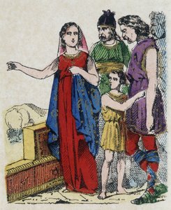 Sainte Genevieve (422-502), patronka Paříže, odrazovala Pařížany od opuštění svého města, které v roce 451 ohrožoval král Hunů Attila. od Unknown artist